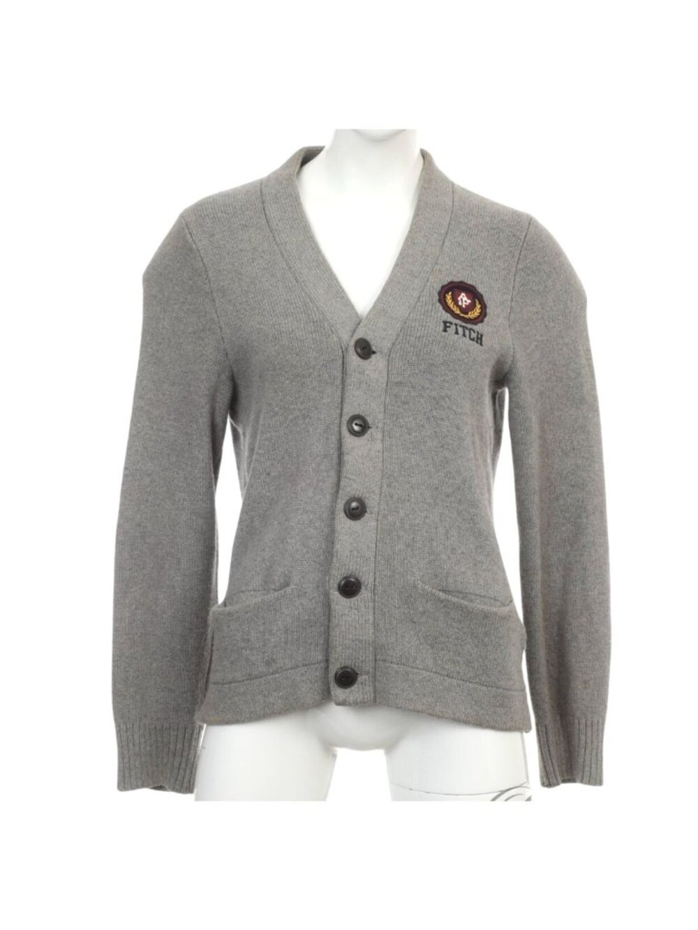 Vintage Y2K Abercrombie & Fitch Grey Crest Patch Cardigan Sweater S